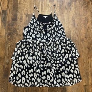 TCEC Cheetah Print Ruffled Baby Doll Mini Dress